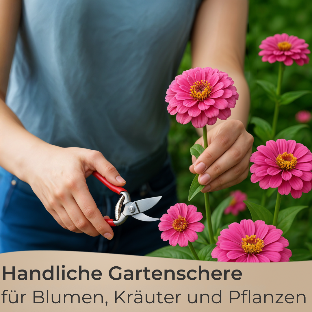 Mini garden shears, red, 14 cm – flower shears, herb shears, shrub and rose shears