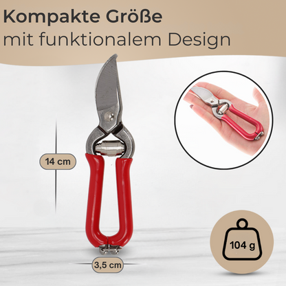 Mini garden shears, red, 14 cm – flower shears, herb shears, shrub and rose shears