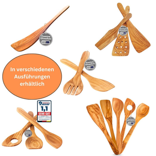 Küchenhelfer Olivenholz- Kochbesteck Kochlöffel Pfannenwender Salatbesteck