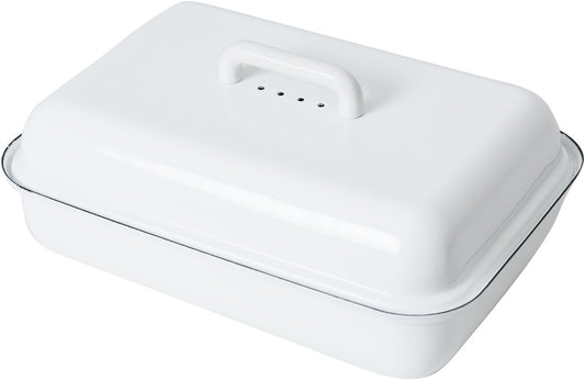 Riess Emaille Brotkasten CLASSIC Weiß 37x26cm Brotdose mit Deckel 0616-033