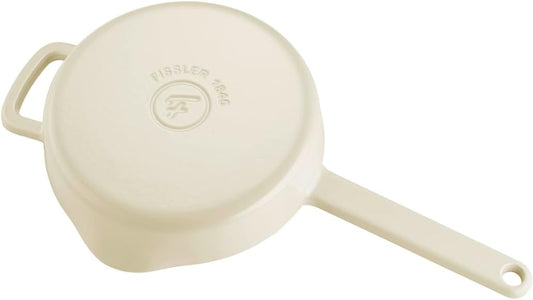 Fissler Gusseisen Pfanne 24cm Elfenbeinweiß antihaft hoher Rand mit Ausgießer