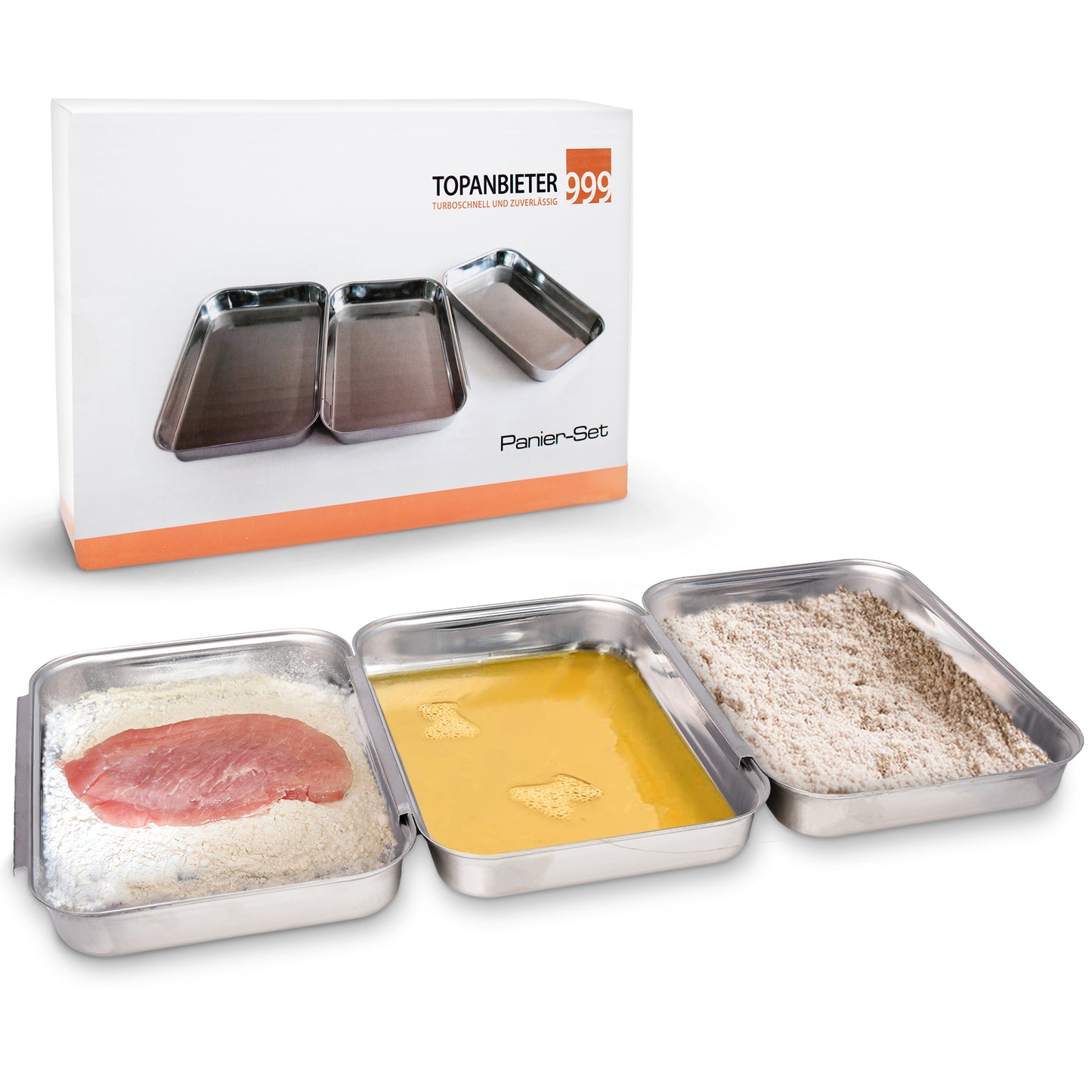TOPANBIETER 999 Panierschalen Set Panierset Panier Marinier Edelstahl marinieren
