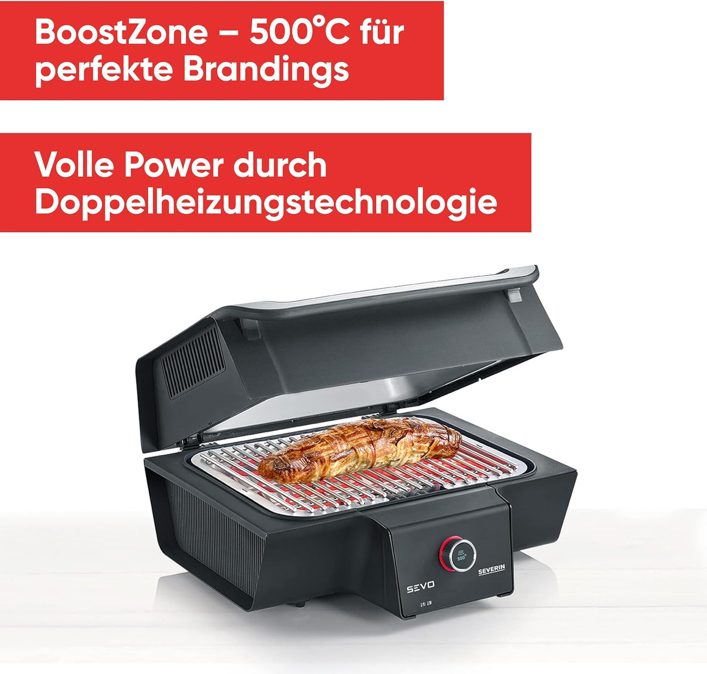 Severin Elektrogrill SEVO GT PG 8106 3000 W bis 500°C BBQ OLED Kernthermometer