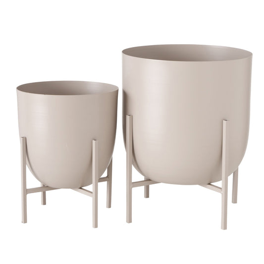 Boltze metal plant pot holder set of 2 beige