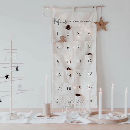 Eulenschnitt Adventskalender Vorfreude Creme selber füllen nachhaltig bestickt