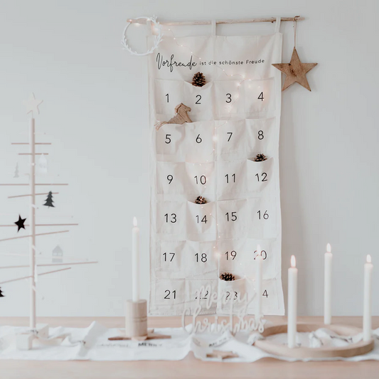 Eulenschnitt Adventskalender Vorfreude Creme selber füllen nachhaltig bestickt