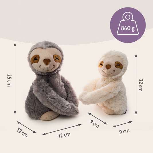 Habibi Plush Premium Wärmetier Hugys Faultier Mama+Kind herausnehmbares Kissen