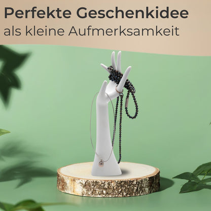 Schmuckhand Weiß H34 cm – Schmuckhalter in Handform für Ringe, Ketten & Armbänder