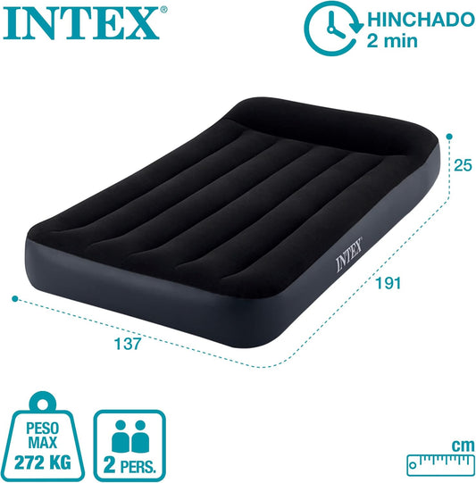 Intex Classic Air Mattress with Fiber-tech and Built-in Electric Pump, Blue/Black, One Size, 64148