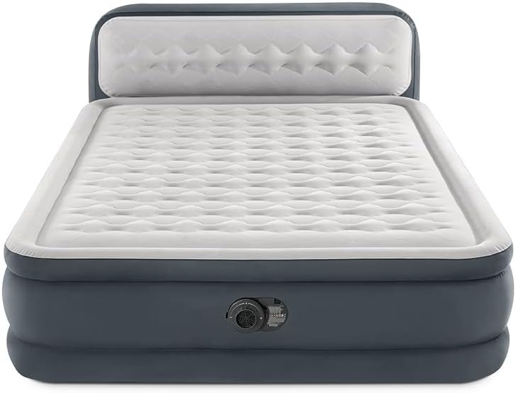 Intex Erwachsene Headboard Luftmatratze Queen Dura-Beam mit Pumpe Grau 64448, B-Ware