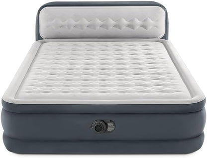Intex Erwachsene Headboard Luftmatratze Queen Dura-Beam mit Pumpe Grau 64448, B-Ware