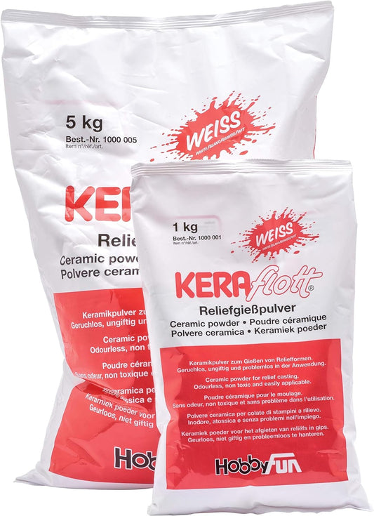 KERAflott Reliefgießpulver - Weiß – 5 kg Sack für Erwachsene – Feines Gießpulver für Modellbau, Kunsthandwerk & Reliefarbeiten